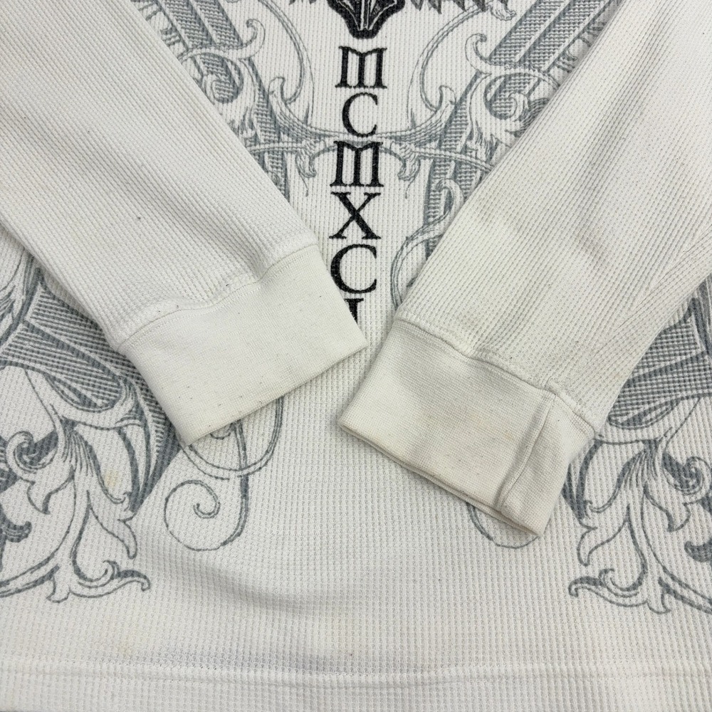 Southpole Long Sleeve Shirt Men XL White Waffle Knit Graphic Y2K Goth Streetwear - Picture 5 of 7